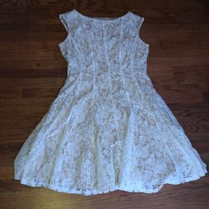 Creme Dress With White Lace
